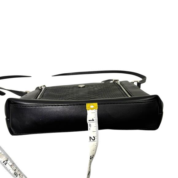 Nine West Women's Neala Crossbody Handbag Black Leather Snakeskin Medium Purse - Picture 15 of 15